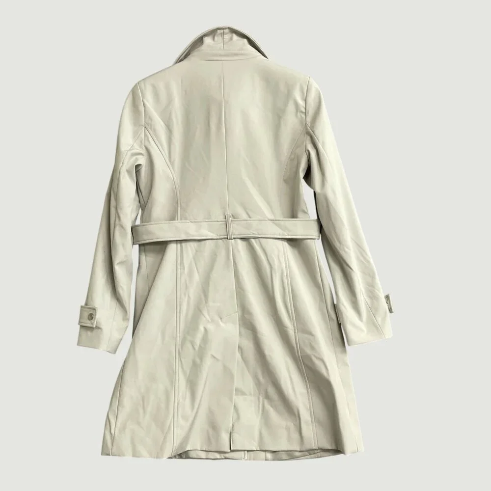 Halston Women's S Belted WrapTrench Coat Gray Full Zip  M0698